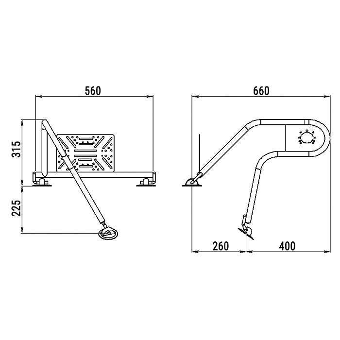 Стойка рулевая с креплением на баллон надувной лодки 25мм в Мытищах