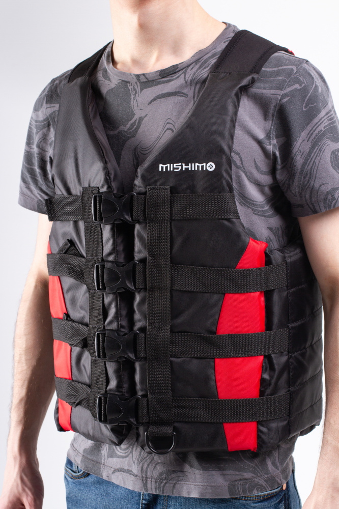 Жилет спасательный MISHIMO PRO Премиум качества Черно-красный в Мытищах