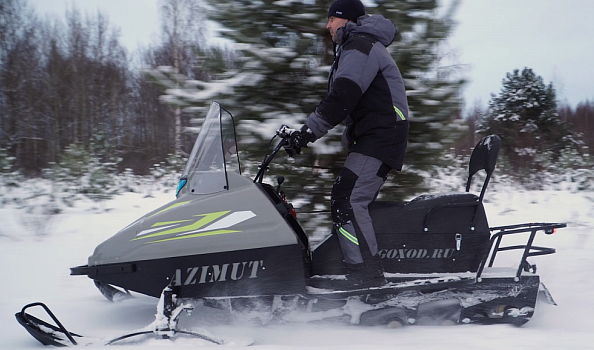 Миниснегоход Бурлак Азимут 20 л.с. , эл.запуск, реверс, тормоз гидравл, капот серый в Мытищах
