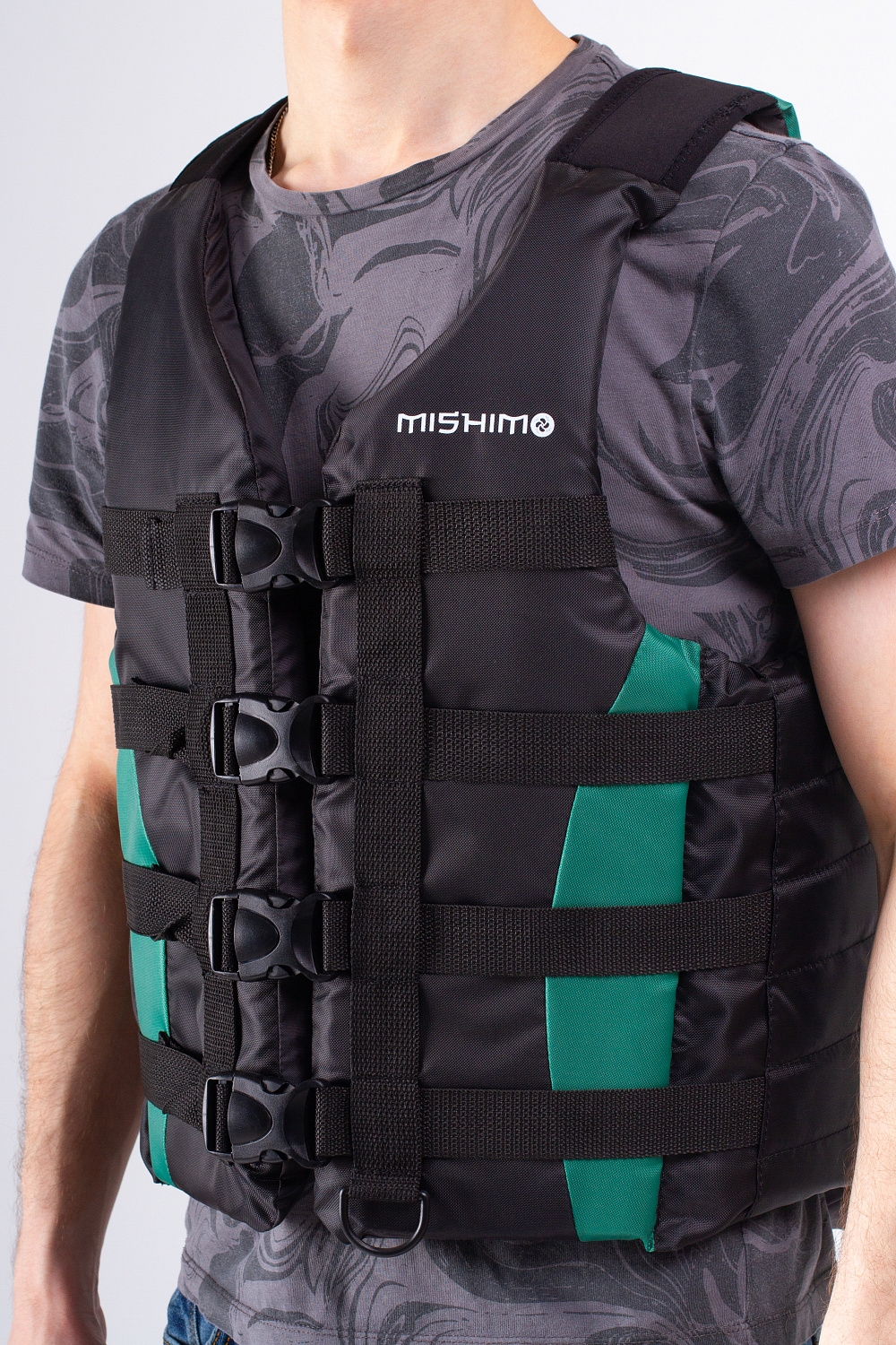 Жилет спасательный MISHIMO PRO Премиум качества Черно-зеленый в Мытищах
