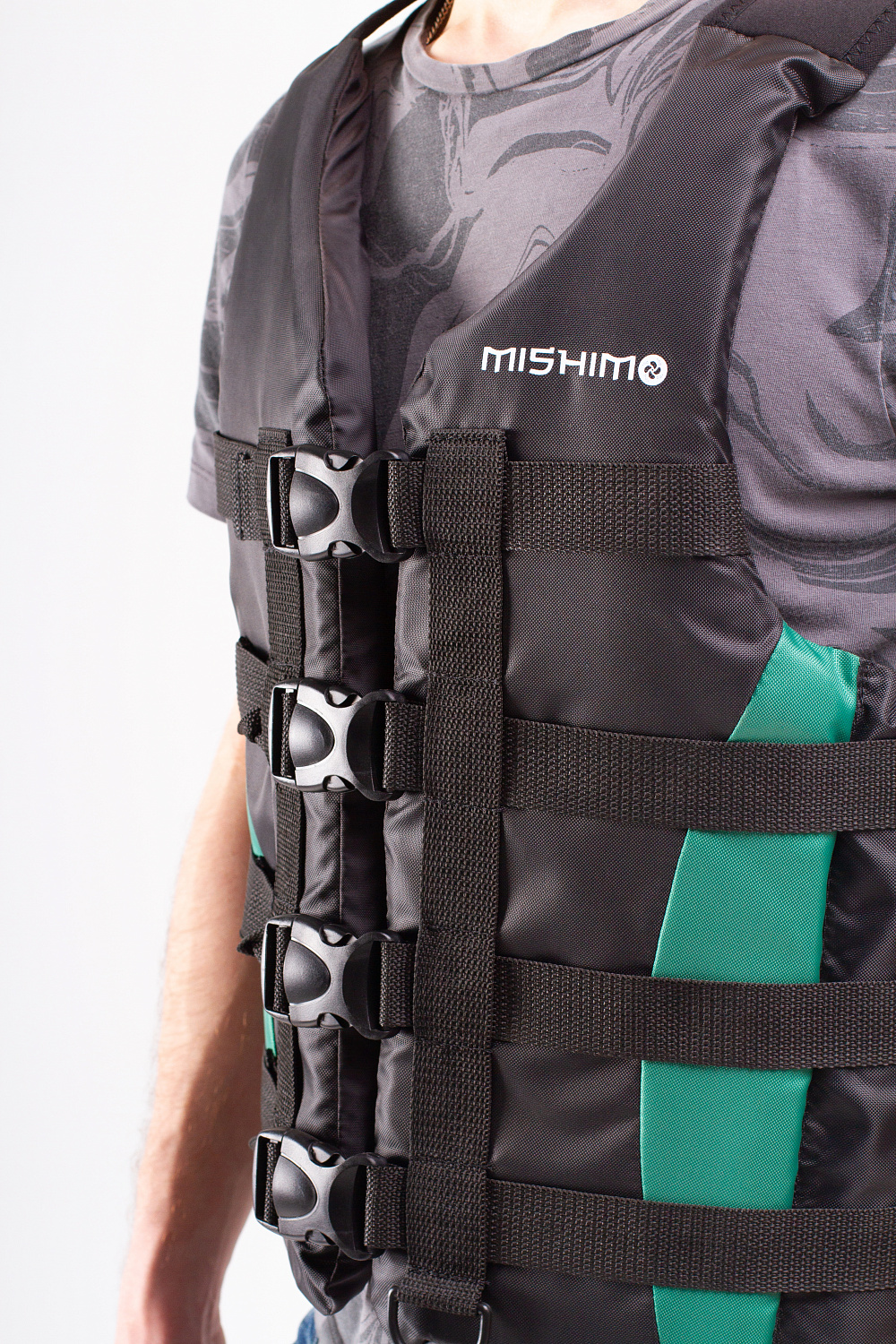 Жилет спасательный MISHIMO PRO Премиум качества Черно-зеленый в Мытищах